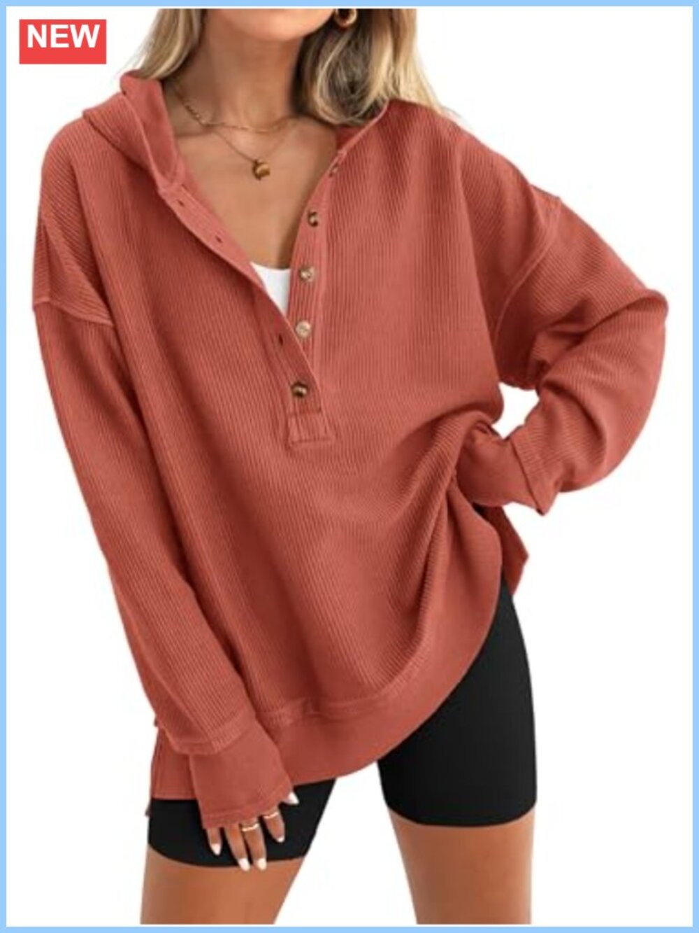 Oversized Button Down Hoodie Sweatshirt Lightweight Long Sleeve Pullover